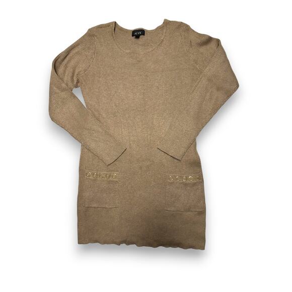 ALYX Taupe Ribbed Knit Pocket Sweater Dress Size Large - Picture 1 of 8